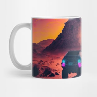 SUV Truck Driving Through Arid Desert Mug